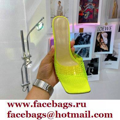Mach  &  Mach Star Heel 8.5cm Crystal Embellished Mules PVC Light Green 2022